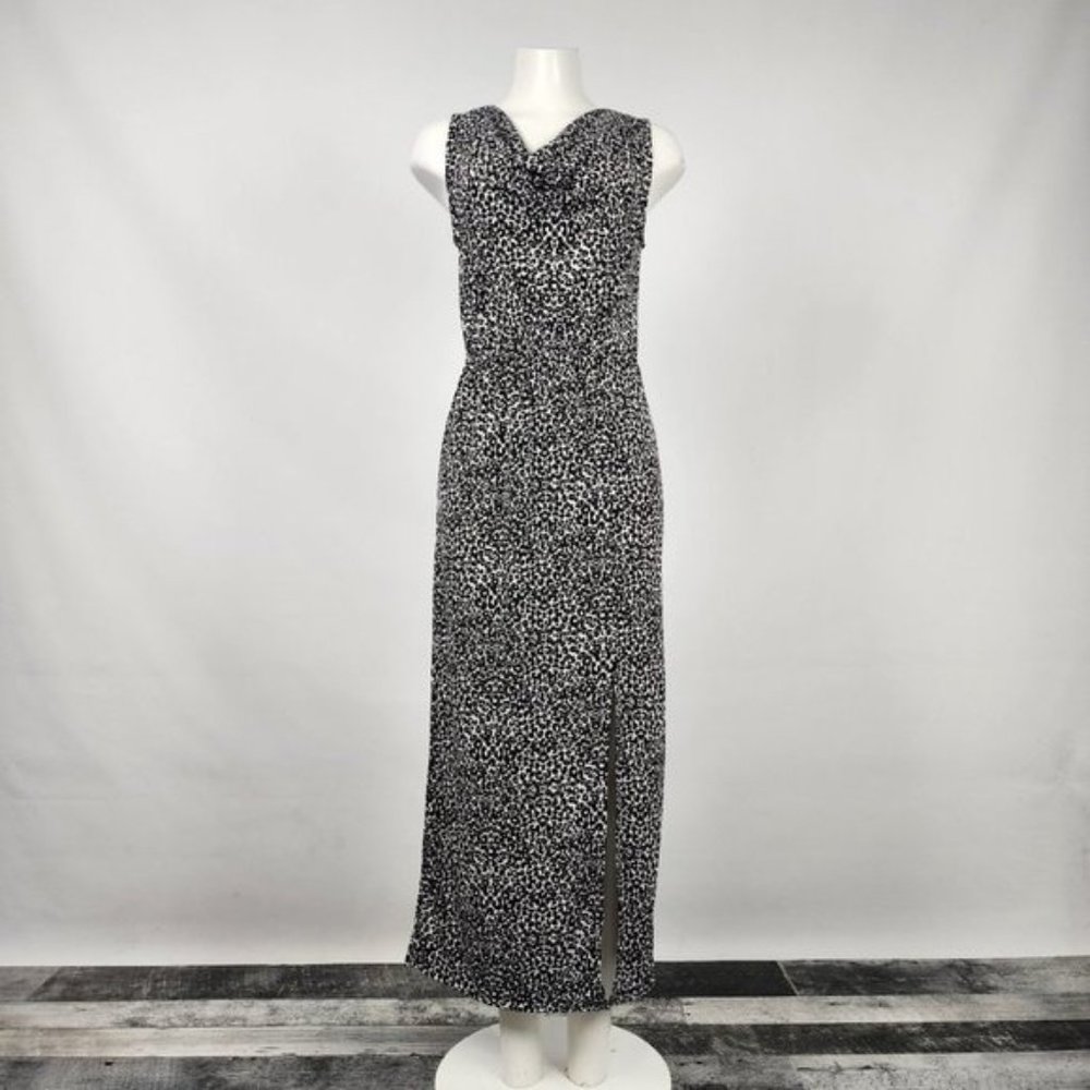 ELLEN Tracy Animal Print Cowl Neck Maxi Dress Size XS